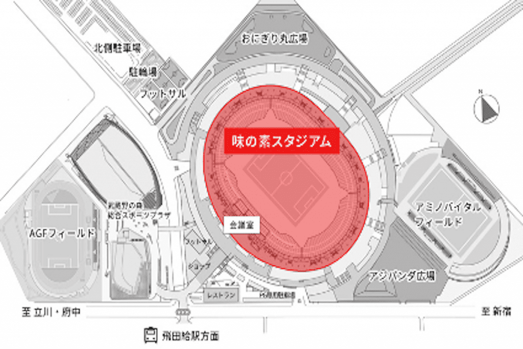 東京スタジアム(味の素スタジアム)のキャパシティ・座席表画像
