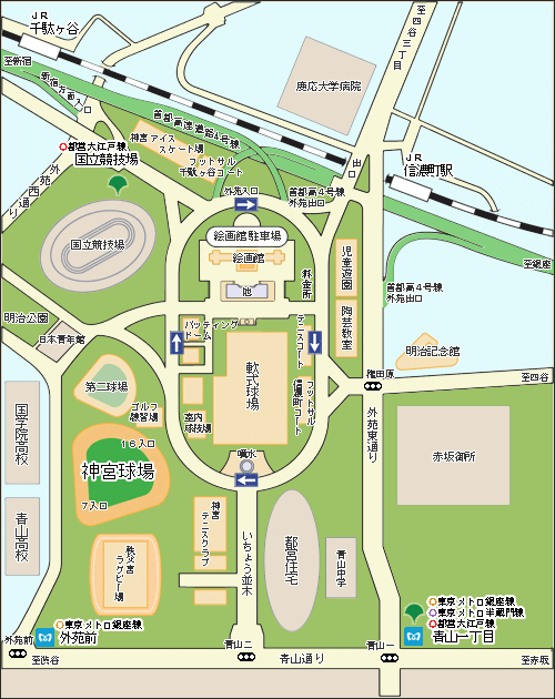 明治神宮野球場のアクセスマップ画像