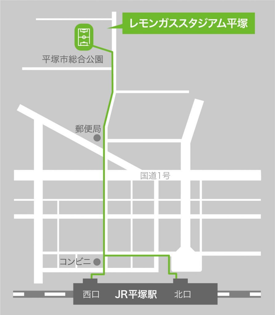 レモンガススタジアム平塚のアクセスマップ画像
