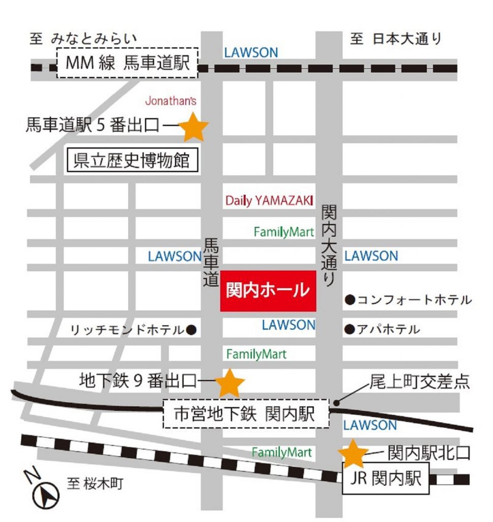 横浜関内ホールのアクセスマップ画像