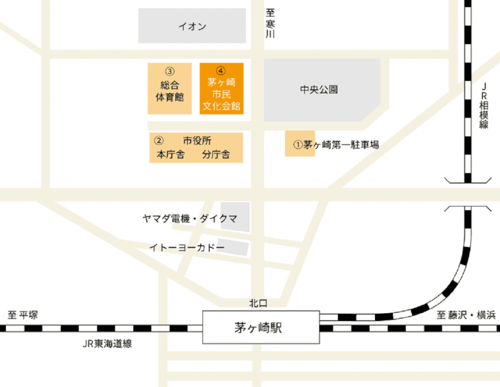 茅ヶ崎市民文化会館のアクセスマップ画像