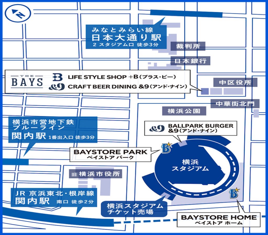 横浜スタジアムのアクセスマップ画像
