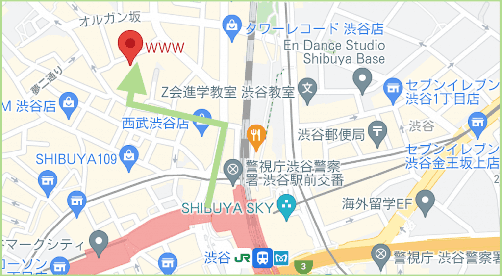渋谷WWW/WWWXのアクセスマップ画像