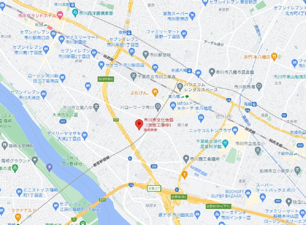 市川市文化会館のアクセスマップ画像