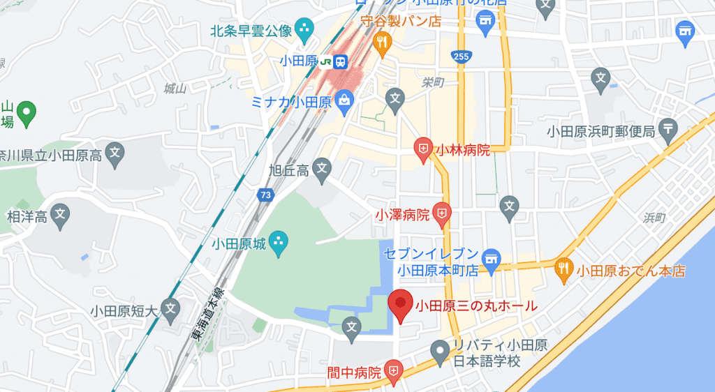 小田原三の丸ホールのアクセスマップ画像