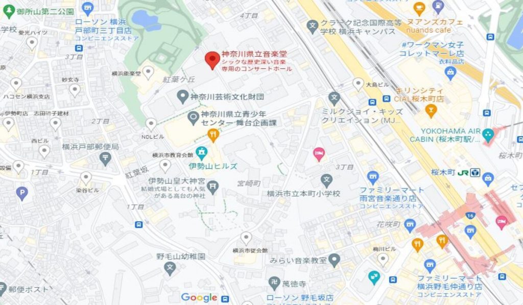 神奈川県立音楽堂のアクセスマップ画像