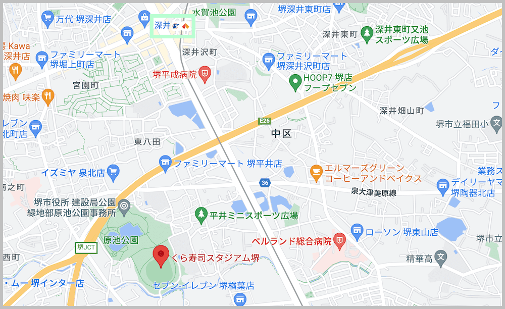 くら寿司スタジアム堺のアクセスマップ画像