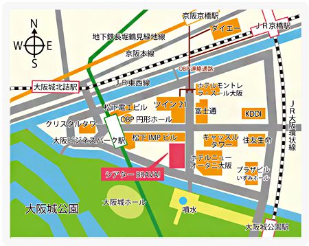 大阪城ホールのアクセスマップ画像