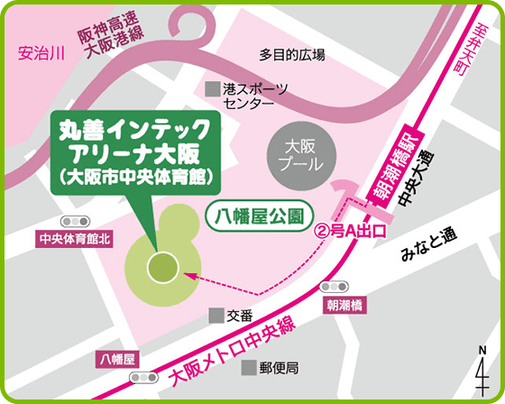 丸善インテックアリーナ大阪のアクセスマップ画像