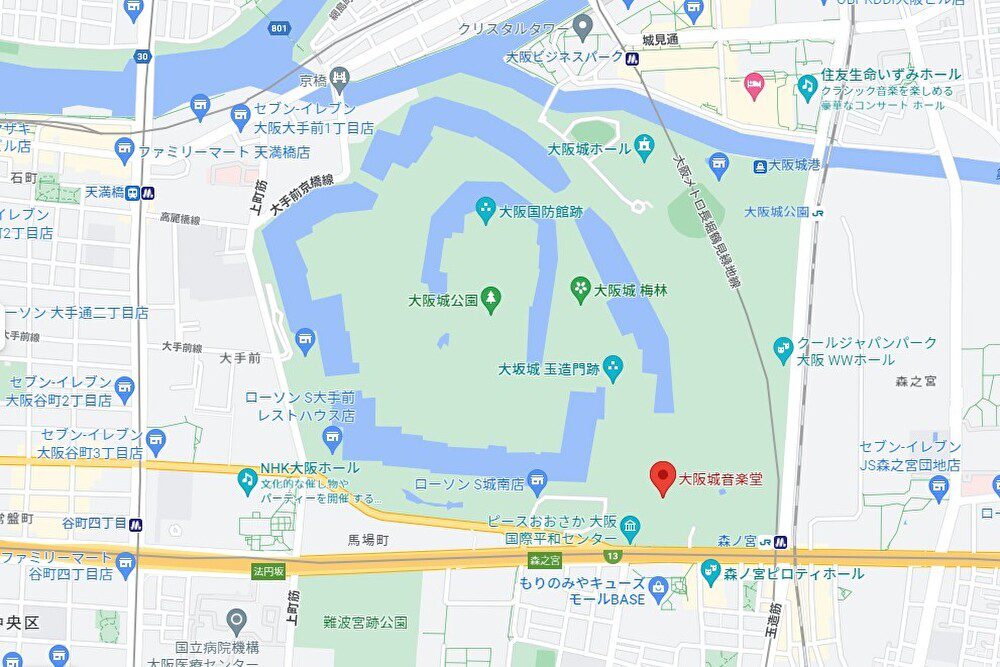 大阪城音楽堂のアクセスマップ画像