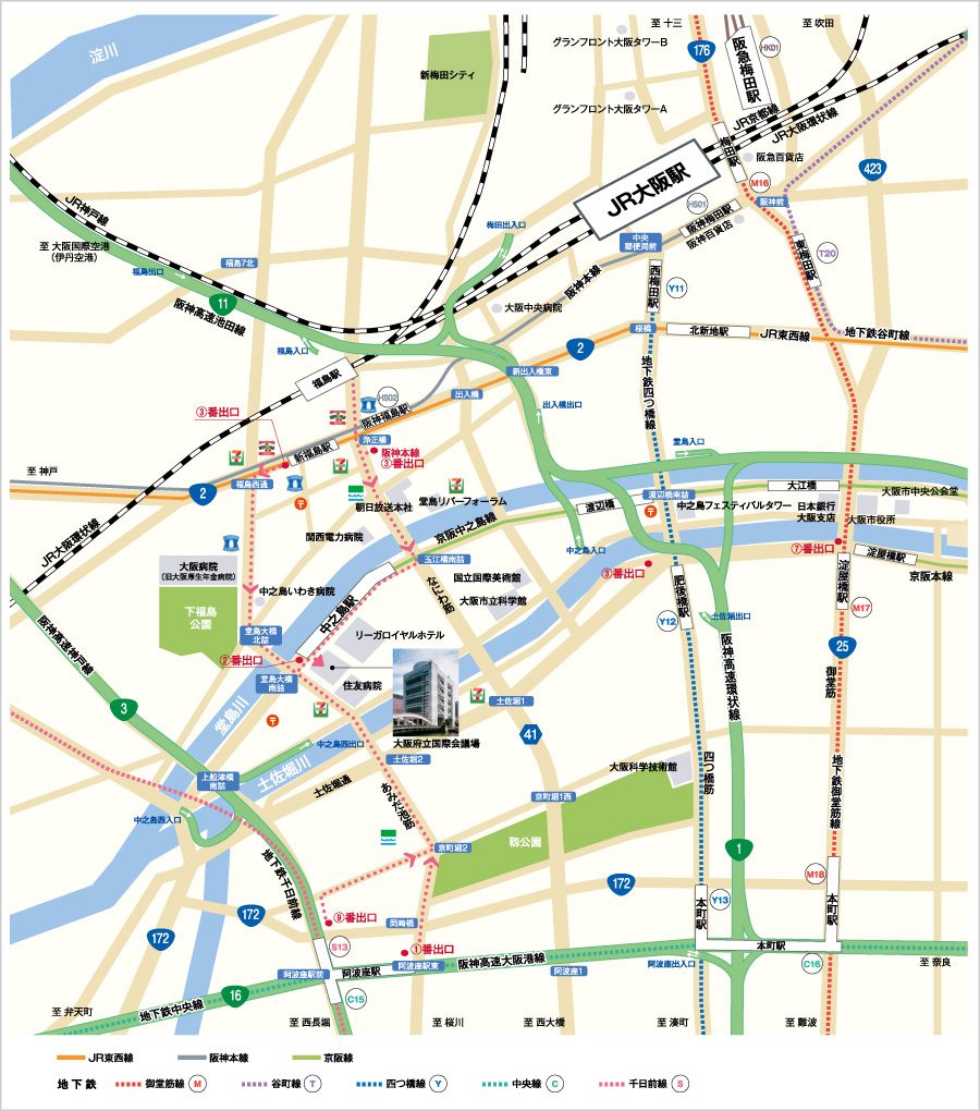 大阪国際会議場(グランキューブ大阪)のアクセスマップ画像
