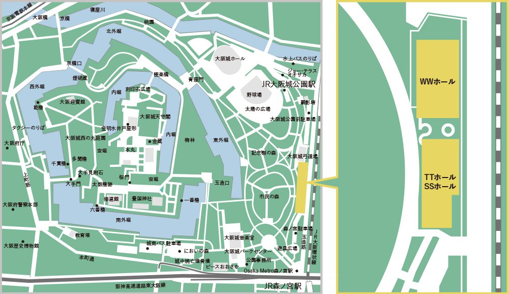 COOL JAPAN PARK OSAKA(クールジャパンパーク大阪)のアクセスマップ画像