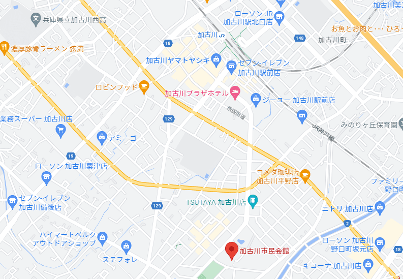 加古川市民会館のアクセスマップ画像