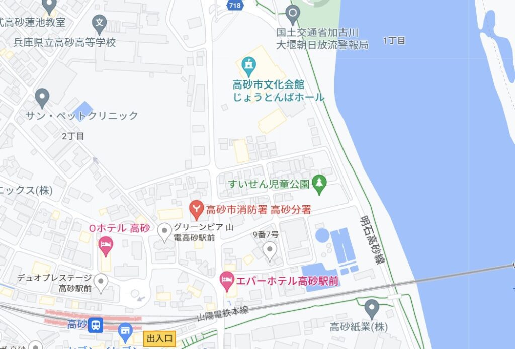 高砂市文化会館(じょうとんばホール)のアクセスマップ画像