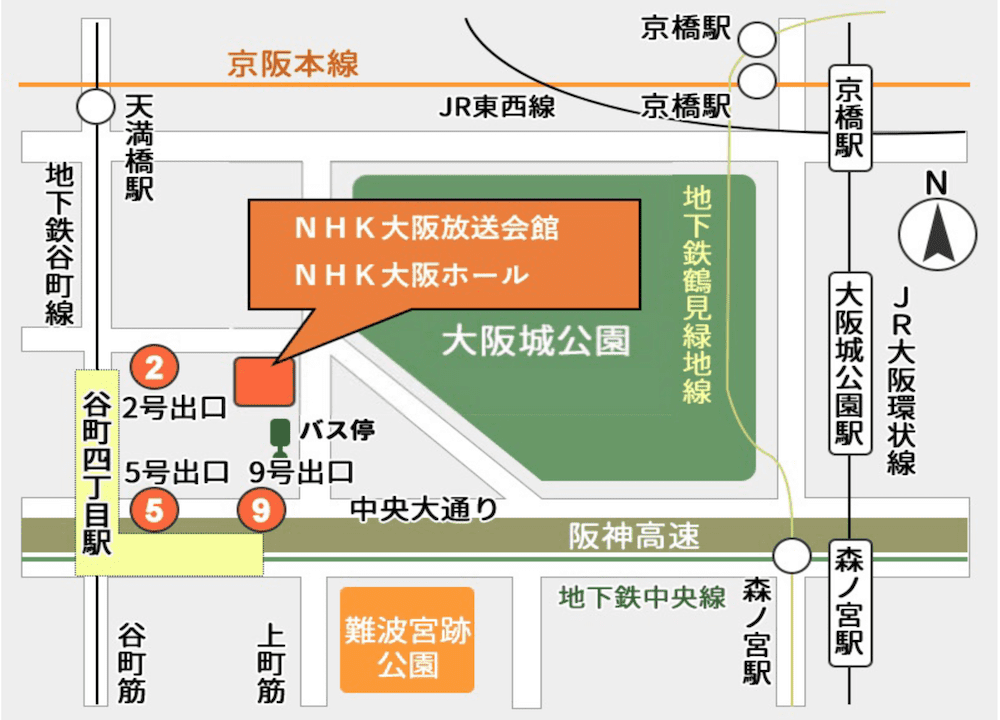 NHK大阪ホールのアクセスマップ画像