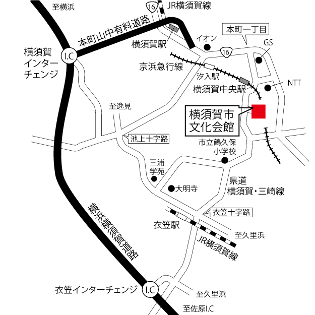 横須賀文化会館のアクセスマップ画像