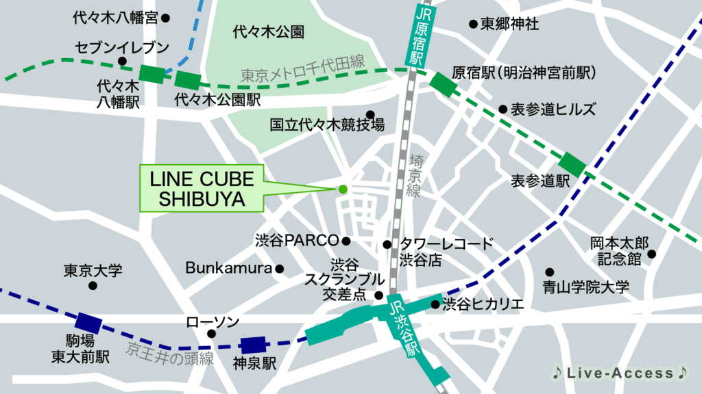 LINE CUBE SHIBUYAのアクセスマップ画像