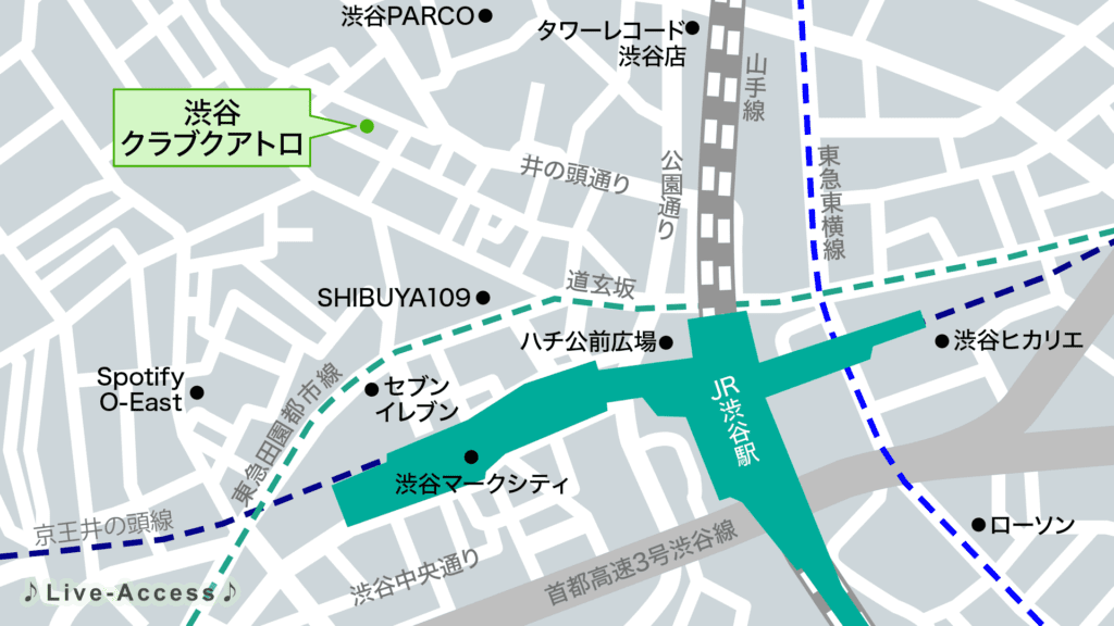 渋谷クラブクアトロのアクセスマップ画像