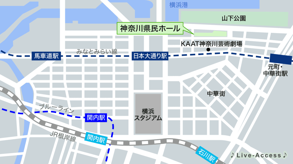 神奈川県民ホールのアクセスマップ画像