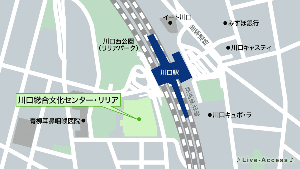 川口総合文化センターリリアの最寄り駅一覧・アクセスマップ画像