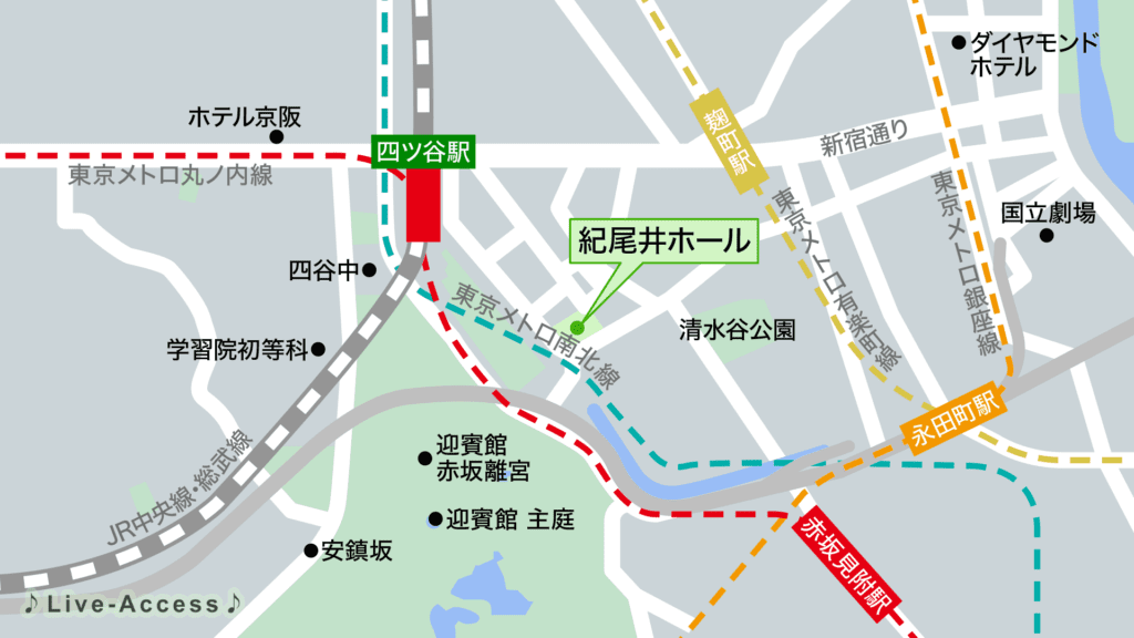 紀尾井ホールのアクセスマップ画像